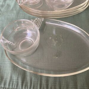 Vintage set of 4 Clear Glass Dessert Dishes with cups.